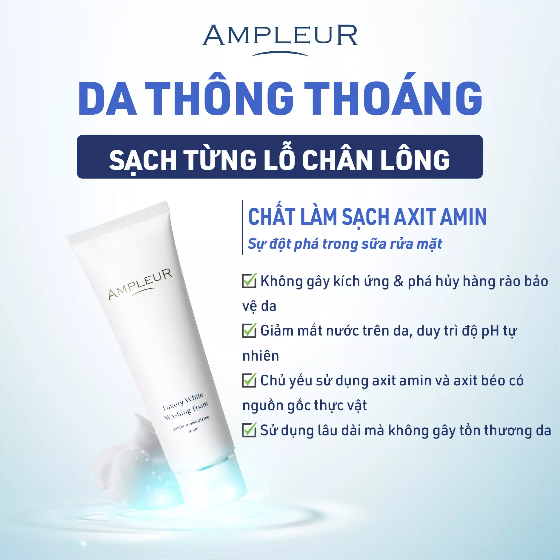 Sữa rửa mặt Ampleur Luxury White Washing Foam N