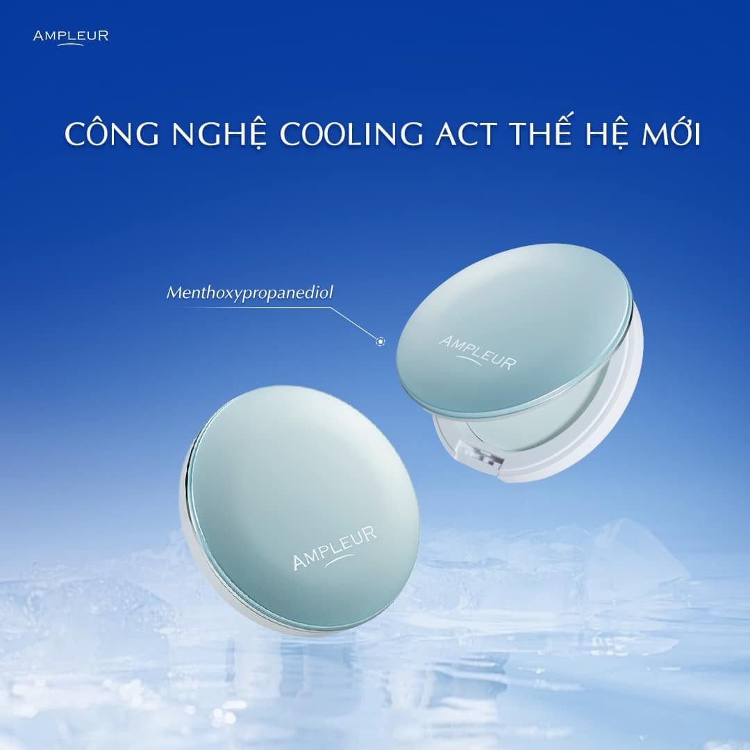 Phấn phủ làm mát Ampleur Face Powder Cool, hoàn thiện phác đồ bảo vệ da chuẩn y khoa 4 Hiệu ứng hạ nhiệt bề mặt lâm sàng Phấn phủ làm mát Ampleur Face Powder Cool