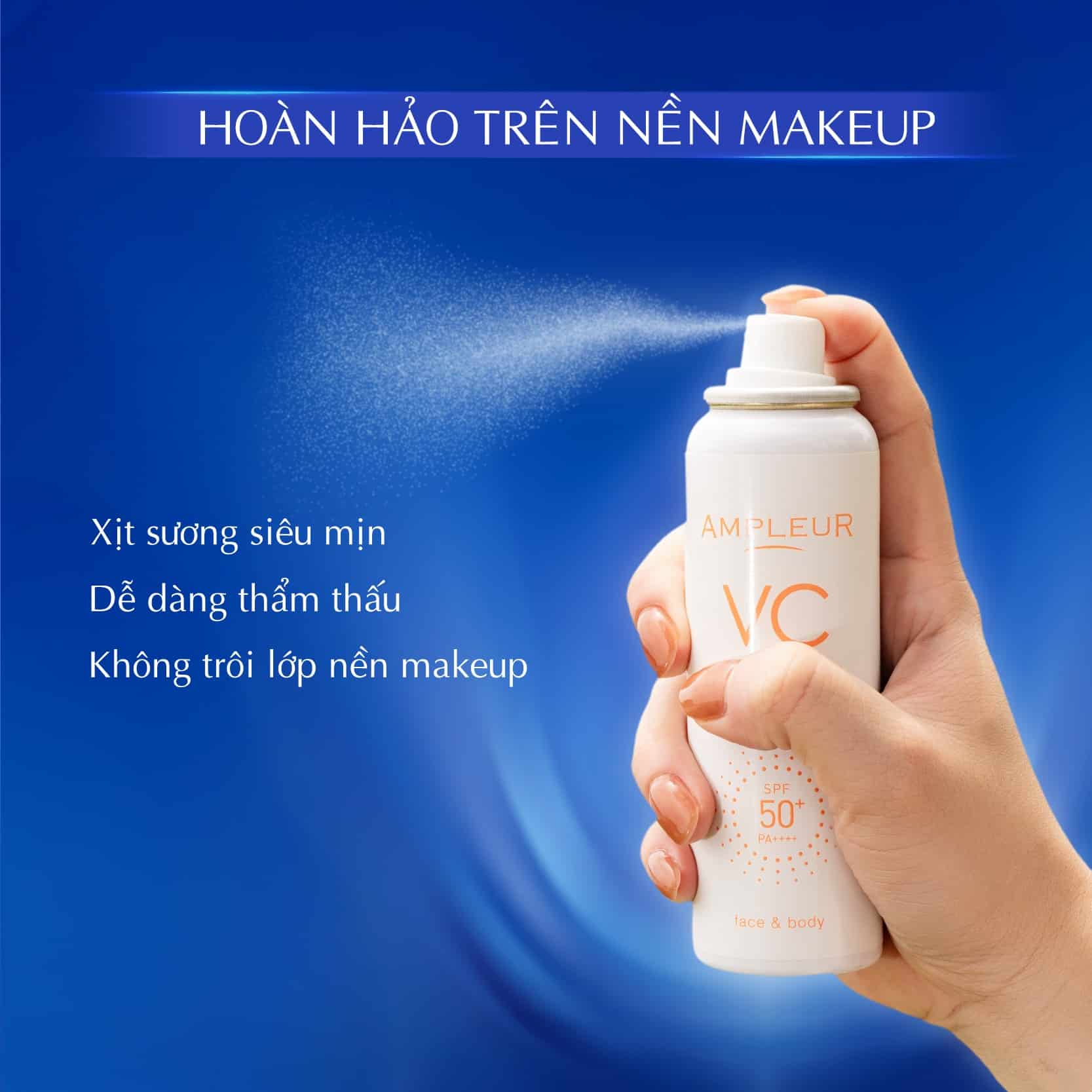 5 Ưu điểm đột phá của Xịt chống nắng VC Sun Protect Spray 2 Xịt chống nắng VC với tia xịt mỏng nhẹ