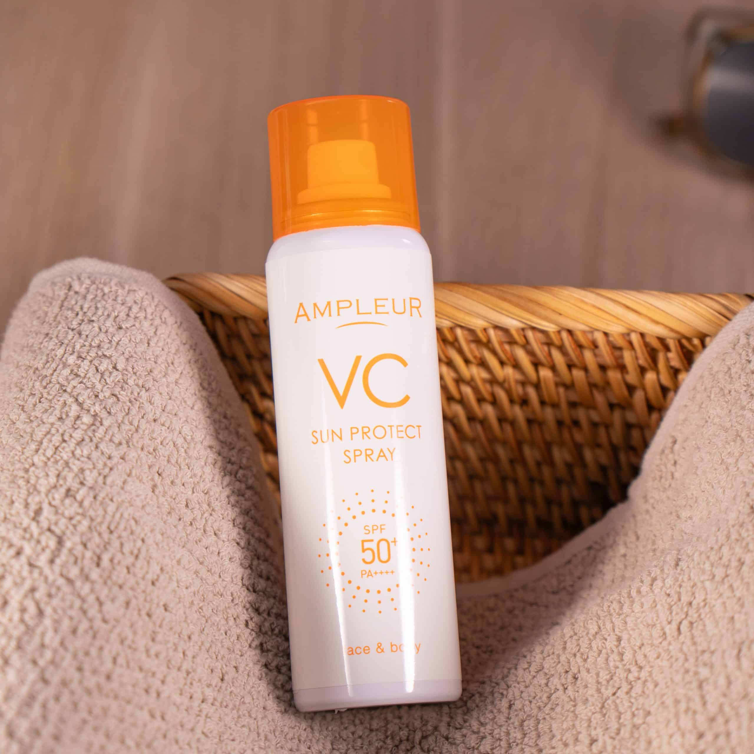 3 bước phác đồ bảo vệ da đa tầng chuẩn Nhật 3 Xịt chống nắng Ampleur VC Sun Spray