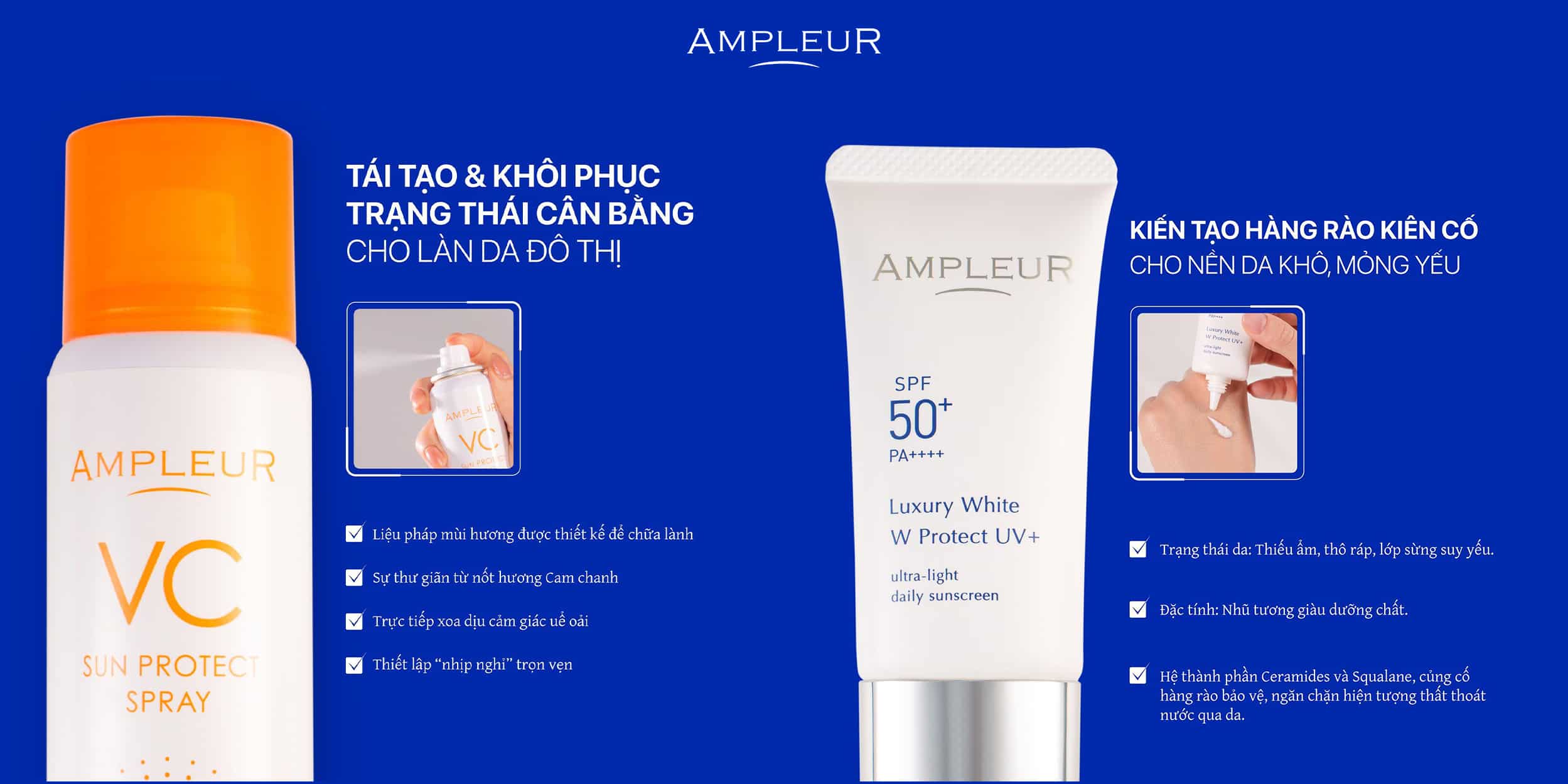 Kem chống nắng thể thao, 3 tiêu chí bền bỉ cho vận động viên chạy bộ 3 Ampleur UV+ và Xịt VC: Giải pháp kem chống nắng thể thao toàn diện