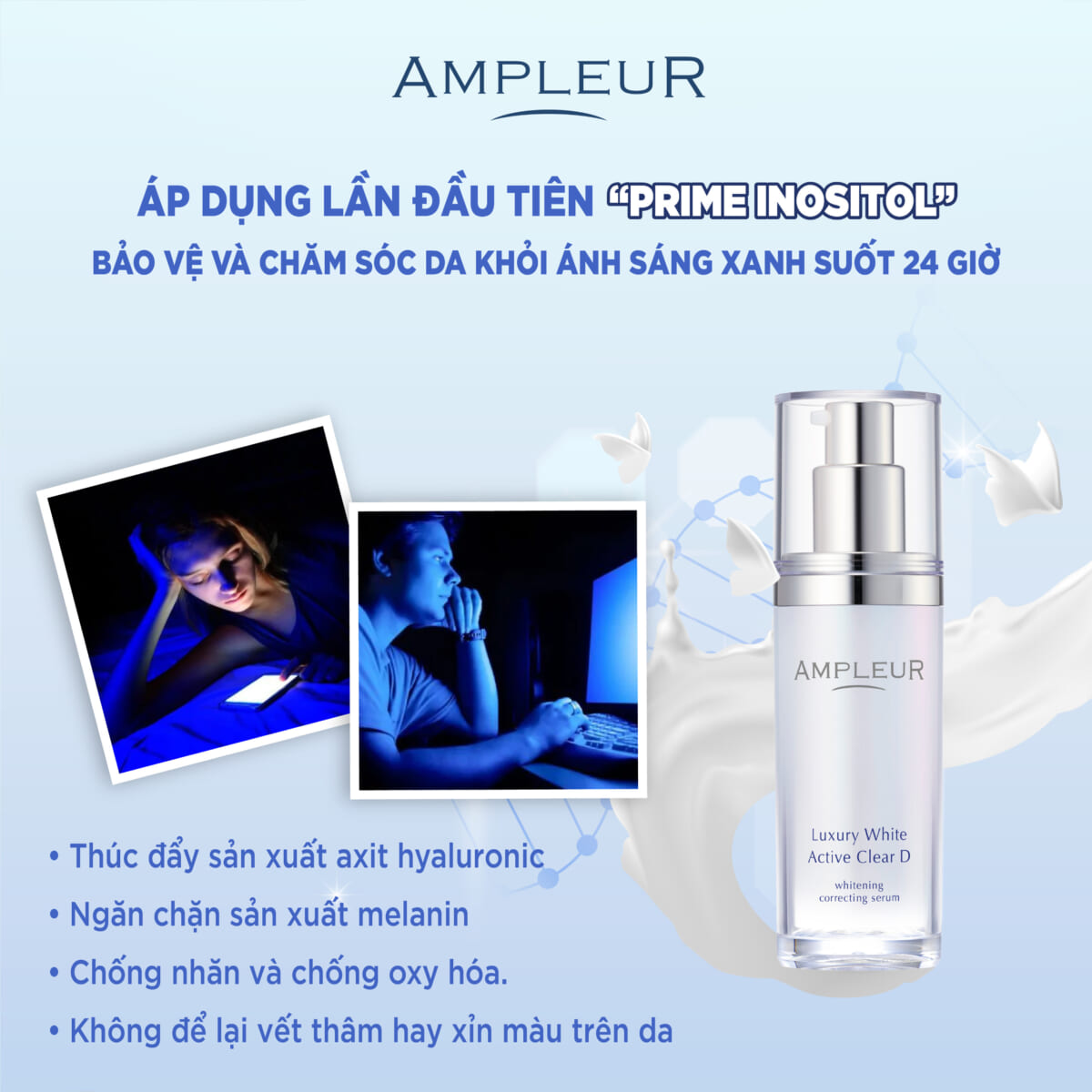 Serum trắng da trị nám Luxury White Active Clear D