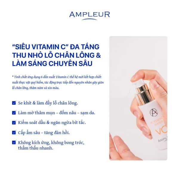 Ampleur VC Essence Water thu nhỏ lỗ chân lông 2 Ampleur VC Essence thu nho lo chan long 1