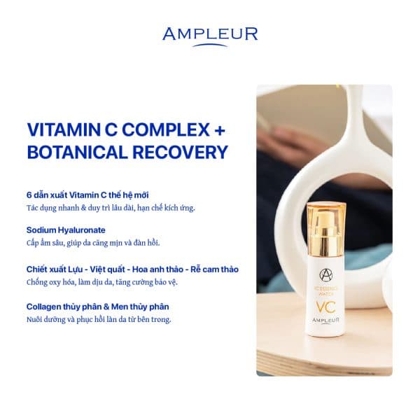 Ampleur VC Essence Water thu nhỏ lỗ chân lông 4 Ampleur VC Essence thu nho lo chan long 3