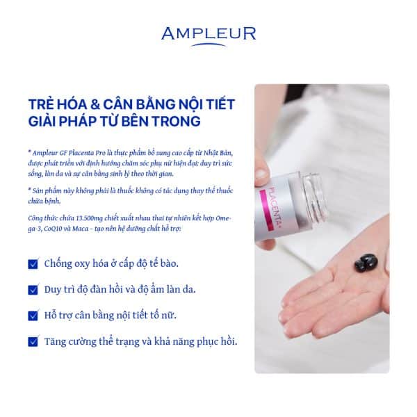 Viên uống GF Placenta Pro lọ 90 viên 2 Vien uong Ampleur GF Placenta Pro 1