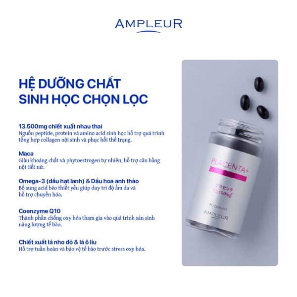 Viên uống GF Placenta Pro lọ 90 viên 4 Vien uong Ampleur GF Placenta Pro 3
